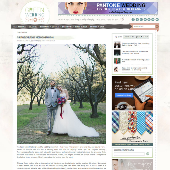 Featured! Fairytale Woodland Inspiration Shoot on Green Wedding Shoes! // Nestldown Los Gatos Wedding Inspiration